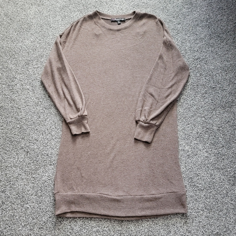 Cozy Brown Long Sleeve Sweater Dress
